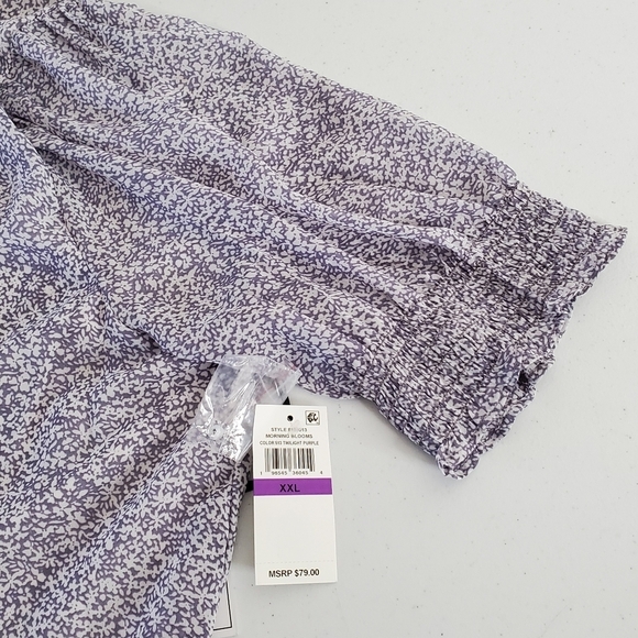 1. State Ditsy Floral Babydoll Top XXL Short Sleeve Pintuck Spring Blouse NEW - Picture 8 of 15